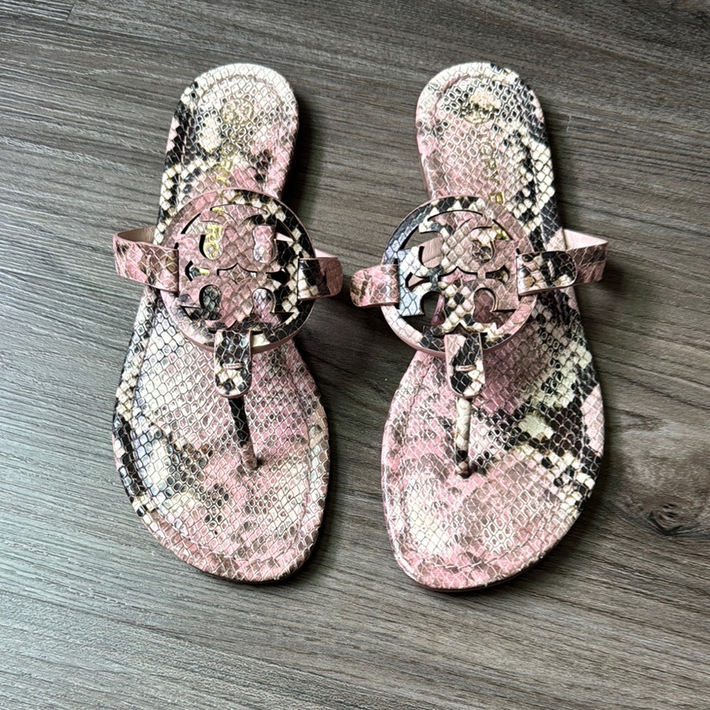 Tory Burch Pink Snakeskin Sandals